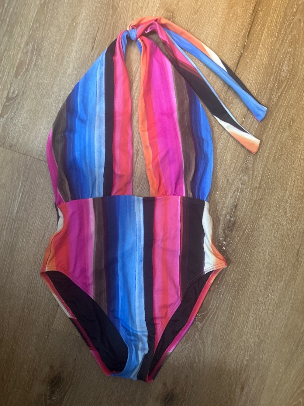 La Blanca Multicolor Halter Stripe One-Piece Swimsuit